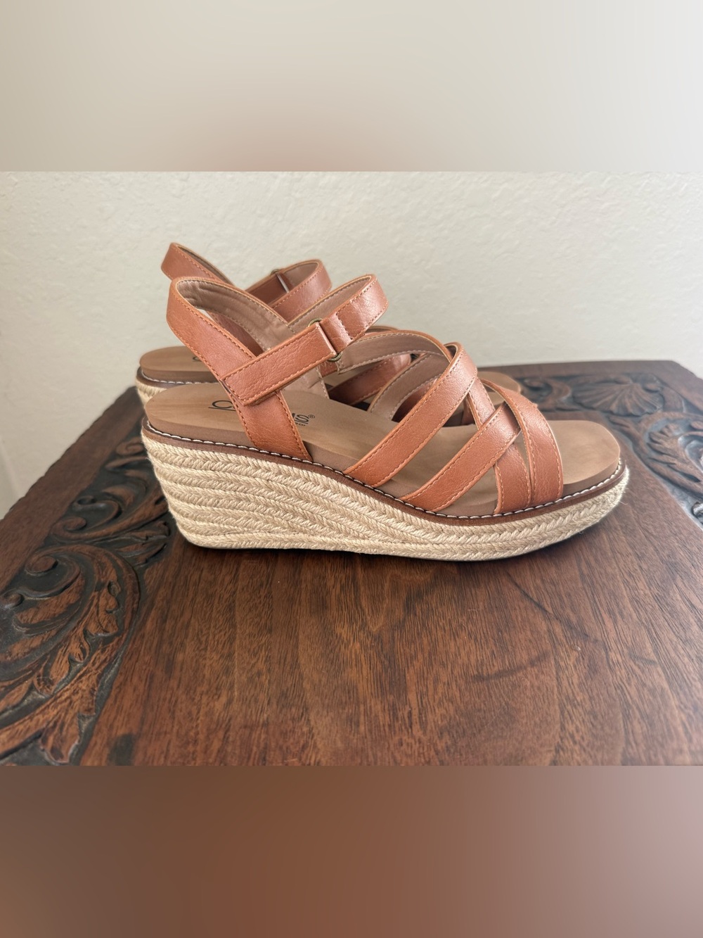 Corkys All Nighter Espadrille Wedge Sandals Cognac Tan Size 7 Boho Summer